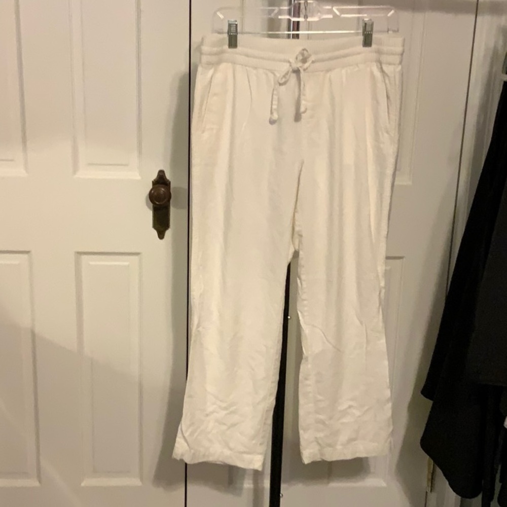 Ann Taylor white linen drawstring pants; SZ MP
